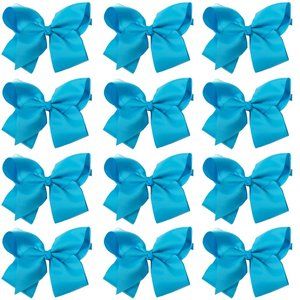 12pc Baby Girls Teens Women Solid 6" Hair Bows